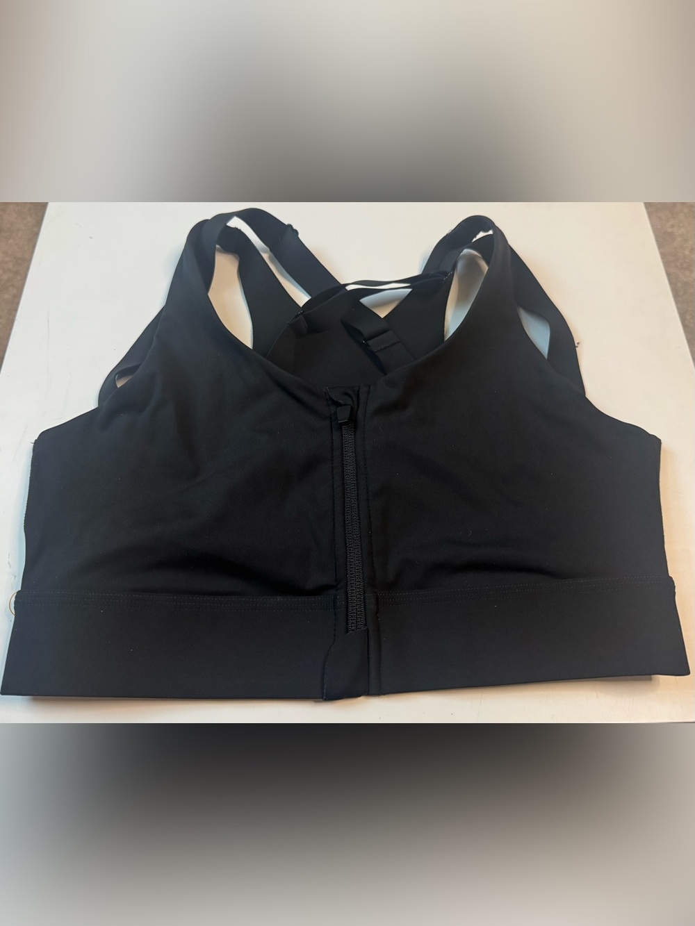 HEY VIVA Solid Black  Posture Corrector Front-Zip Sports Bra - Size Large